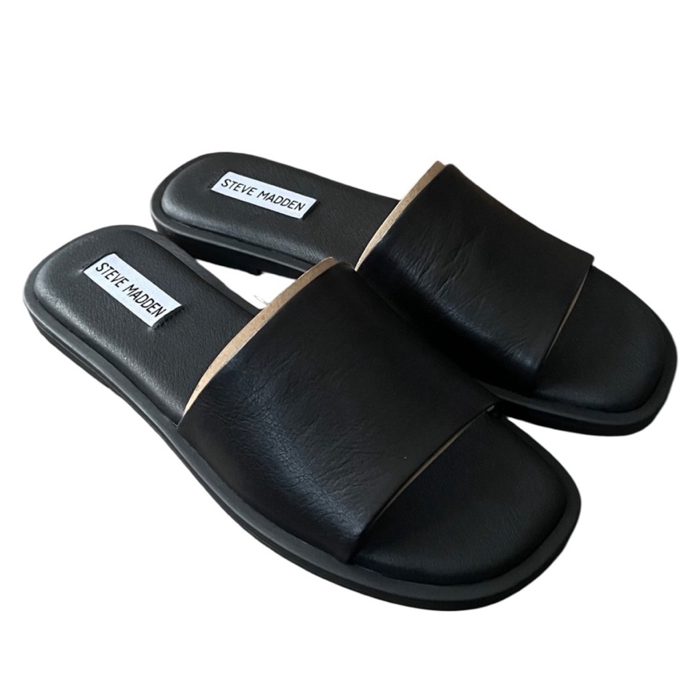 Steve Madden Black Slide Sandals